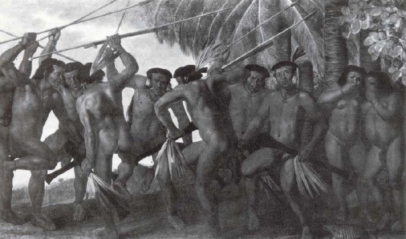 Albert van der Eeckhout Tapuya Kriegstanz oil painting picture